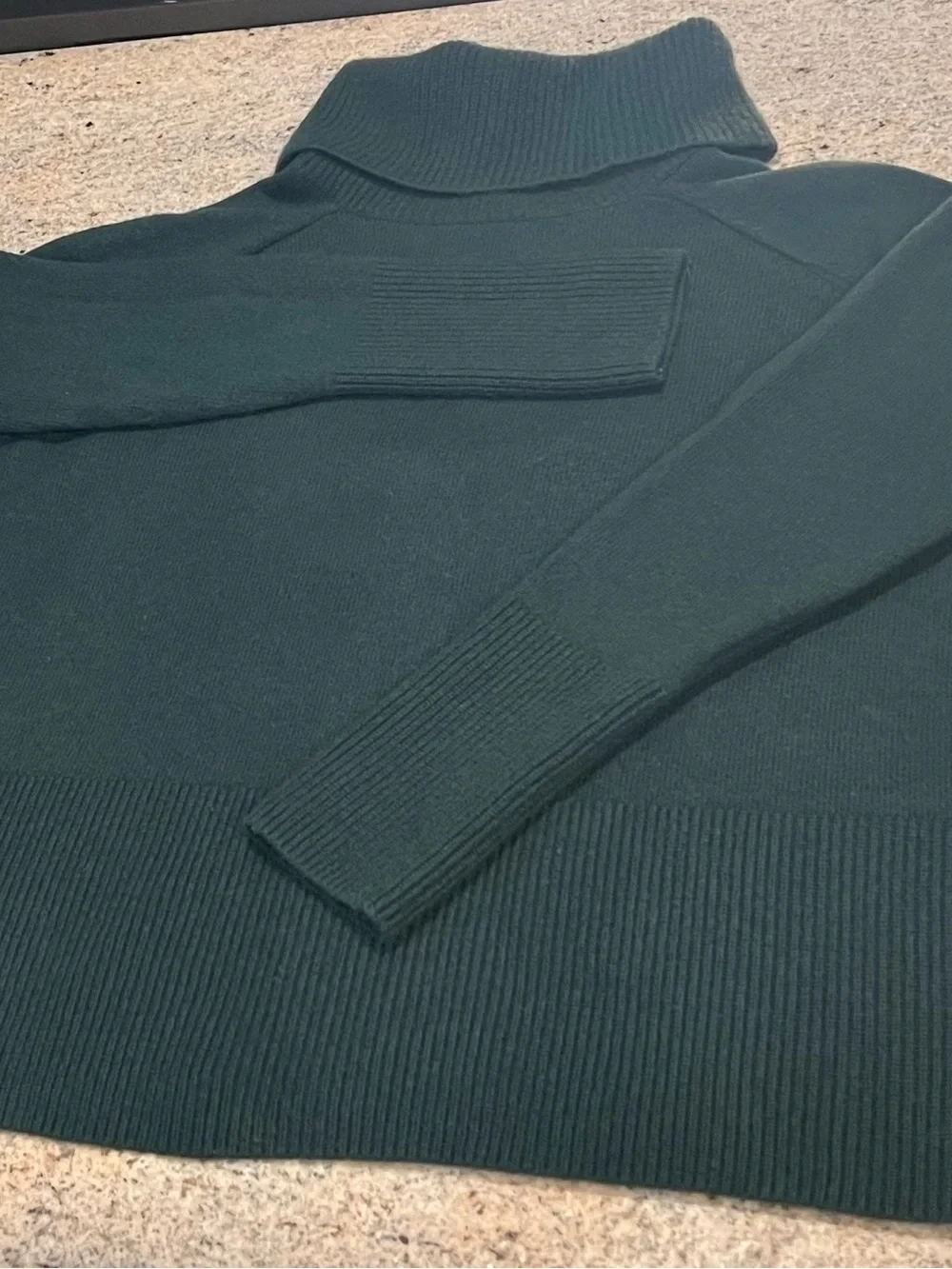Athleta Dark Green Merino-Cashmere Turtleneck Sweater